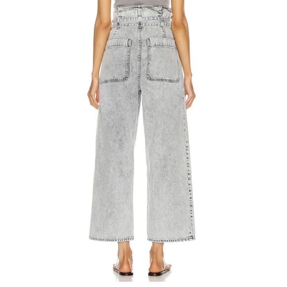 Agolde Aden Paperbag Belted Utility Wide Leg Jeans Rolling Thunder Gray Size 25 - Picture 3 of 13